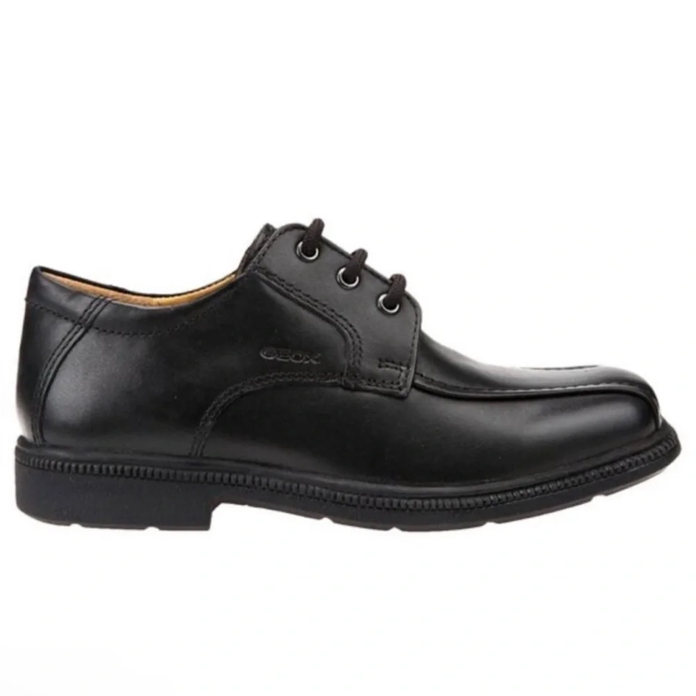 Geox Leather Unisex-Child School Uniform Dress Shoes, black size 32